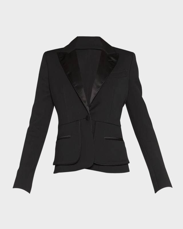 Satin-Lapel Single-Breasted Gran De Poudre Tuxedo Jacket